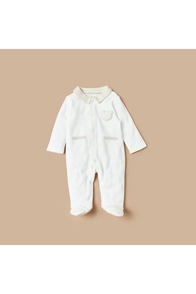 giggles Bear Embroidered Closed Feet Sleepsuit