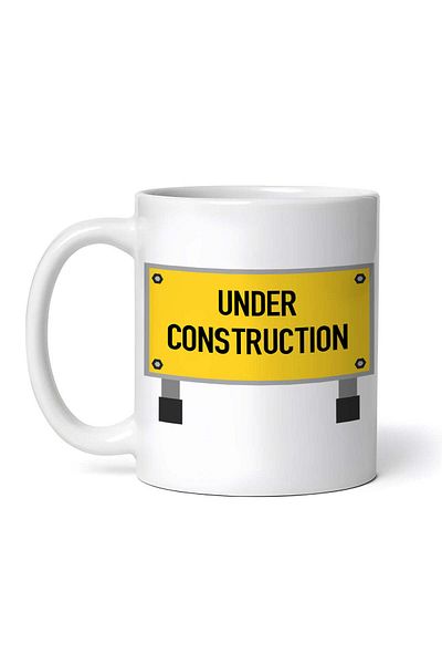 OEM Cană albă personalizată, Indicator Under Construction, INOVATIX®. 330ml