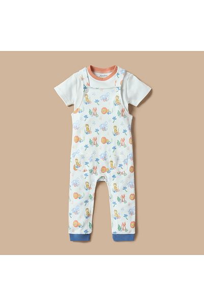 Juniors All-Over Print Dungaree and T-shirt Set
