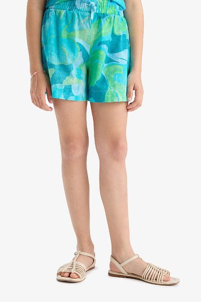DeFacto Pantaloni scurți din bumbac cu model pentru fete cu talie elastică D7624A825HS
