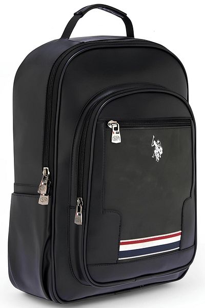 U.S. Polo Assn. U.S. Polo. Assn. Vegan Faux Leather Backpack and Crossbody Bag with Laptop Compartment and Shoulder Strap - Black