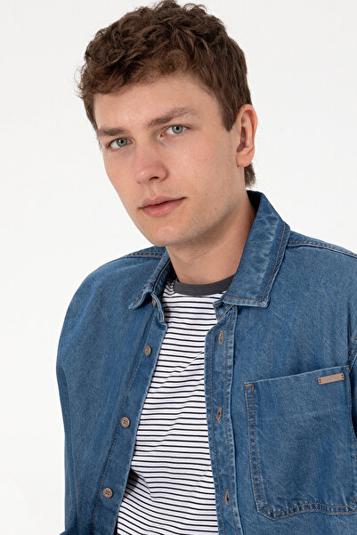 U.S. Polo Assn. Erkek Mavi Jean Gömlek 50304388-DN0022