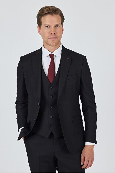 İmza Plain Filafil Mono Collar Full Lining Vest 6 Drop Slim Fit Suit 1001250171