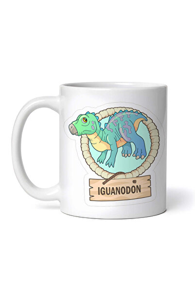 OEM Cană albă personalizată, dinozaur Iguanodon, INOVATIX®. 330ml