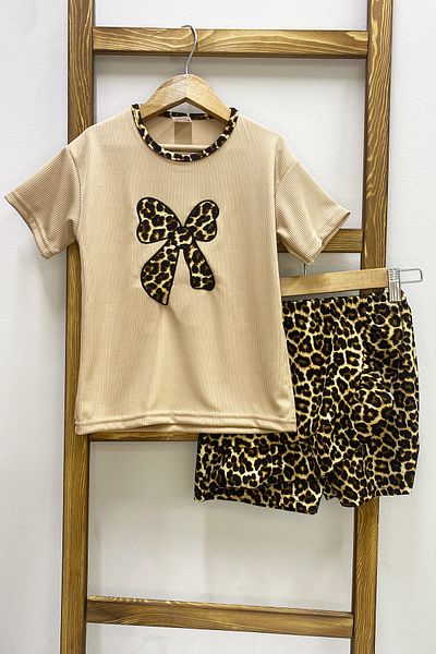 HÇM Girl's Shorts Skirt Suit Leopard Printed Frill B1