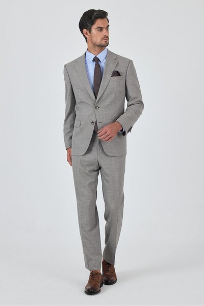 İmza Beige Mono Collar Flexible 4 Drop Comfort Fit Classic Suit 1001250159