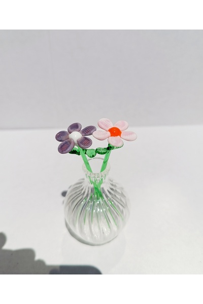 ADAMODART Minyatür 6'lı Cam Papatya ve Mini Vazo Set