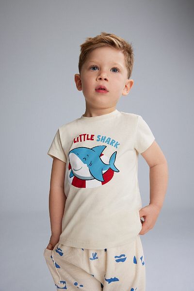 DeFacto Baby Boy's 2 Piece Set Waffle T-Shirt and Elastic Bottom