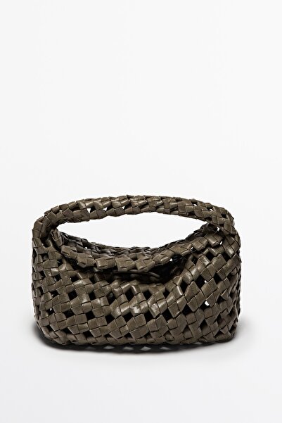 Massimo Dutti Napa deri örgü mini çanta