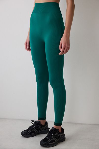 Penti Grüne, nahtlose, knöchellange Leggings mit hoher Taille und Kontrast