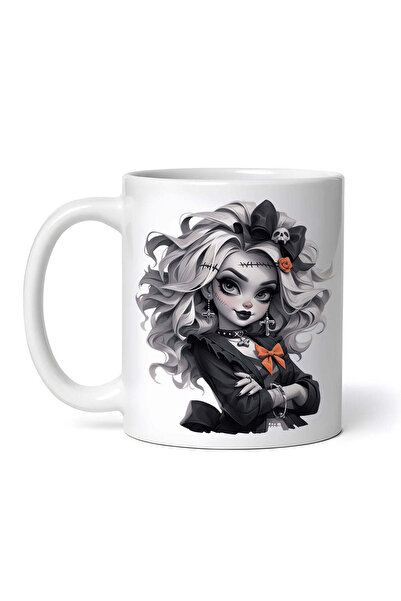 OEM Cană albă personalizată, Halloween Zombie Girl cu fundă de craniu, INOVAT...