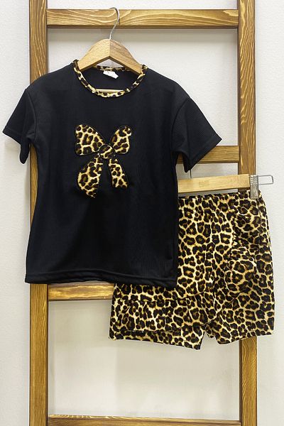 HÇM Girl's Shorts Skirt Suit Leopard Printed Frill B1
