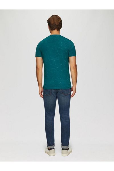 s.Oliver Men's T-shirt With A Low Neckline And A Moon Phase Print