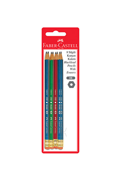 Faber Castell 8 قطع من أقلام الرصاص مع ممحاة، رأس HB، تصميم مريح، متين مع ممحاة
