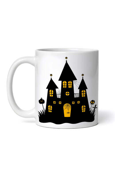OEM Εξατομικευμένη λευκή κούπα, Κάστρο του Χάλοουιν, INOVATIX®. 330ml