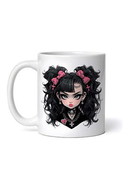 OEM Cană albă personalizată, Fată de Halloween cu breton și fundițe roșii 12,...