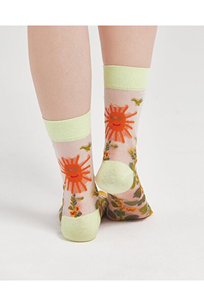 Bolero Şeffaf Yazlık Renkli Desenli Soket Çorap 3'lü