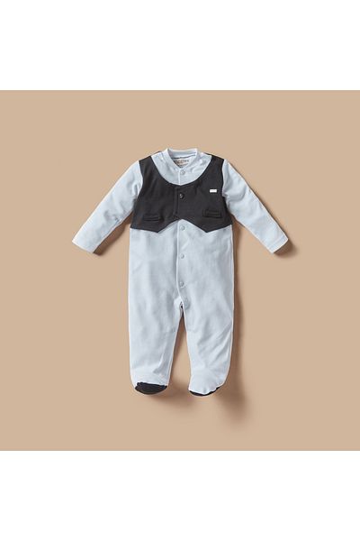 giggles Waistcoat Overlay Sleepsuit with Long Sleeves