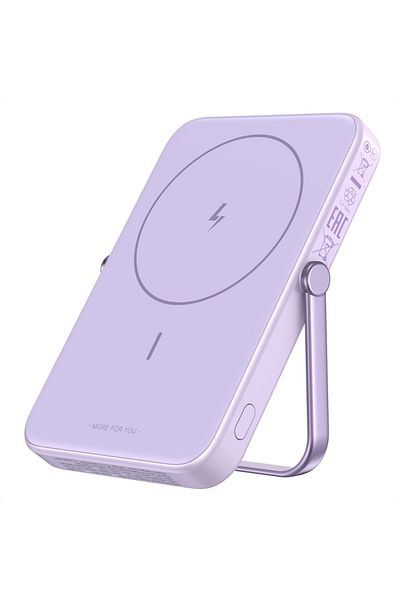 Ugreen External Battery Digital Display, Ugreen, Fast Charging, Magnetic, 5000mAh, USB-C,18W, 5V/3A, Purple