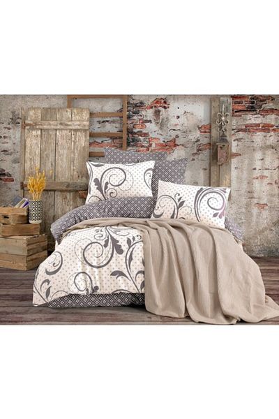 Nazenin Set 5 pieces, bedding + blanket, Nazenin Home, Otis Beige