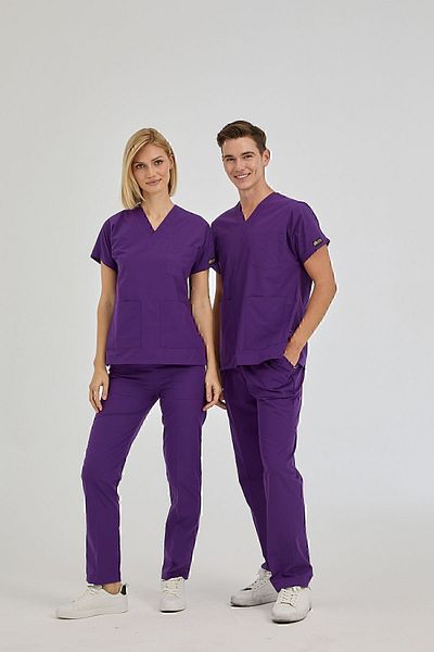 ÇİZGİ MEDİKAL Dr Greys Terikoton - بدلة جراحية مخصصة للطبيب والممرضة باللون الأرجواني، قماش رقيق (أسفل)