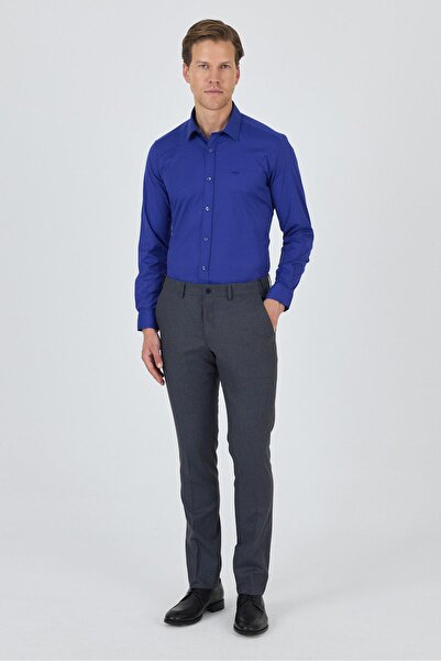 İmza Lacivert Filafil Yan Cep Açık Paça Slim Fit Ayarlanabilir Kemer Pantolon 1003250123
