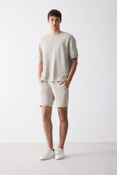 DeFacto Μπλουζάκι Loose Fit Crew με κοντό μανίκι βαρύ ύφασμα Basic μασίφ μπλουζάκι B4844ax25sp