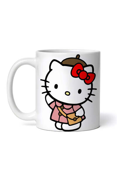 OEM Cană albă personalizată, Hello Kitty în uniformă, INOVATIX®. 330 ml