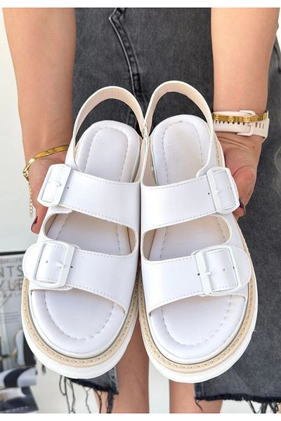 KAZAX Milta White Skin Sandals