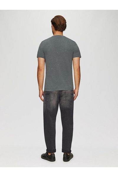 s.Oliver Men's T-shirt With A Low Neckline And A Moon Phase Print