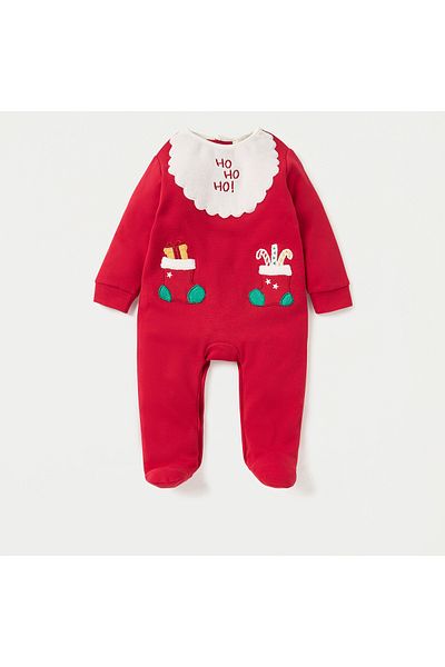 Juniors Applique Detail Closed Feet Sleepsuit with Long Sleeves