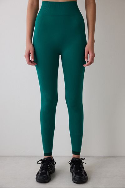 Penti Grüne, nahtlose, knöchellange Leggings mit hoher Taille und Kontrast