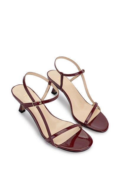Tamer Tanca Women's Genuine Leather Claret Red Patent Leather Heeled Shoes
