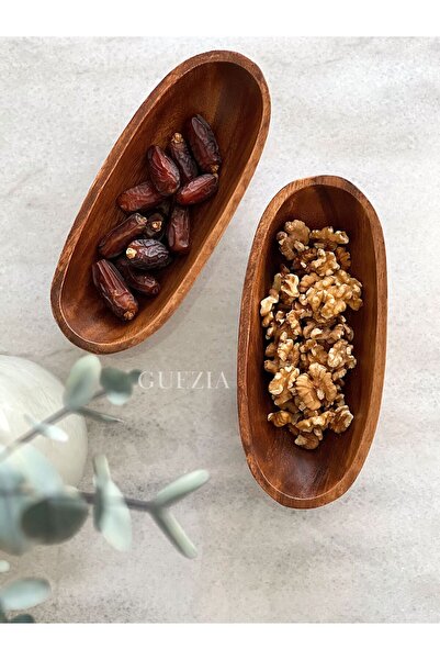 GUEZIA 2'li Akasya Oval Kayık Tabak / Sunumluk / Kase