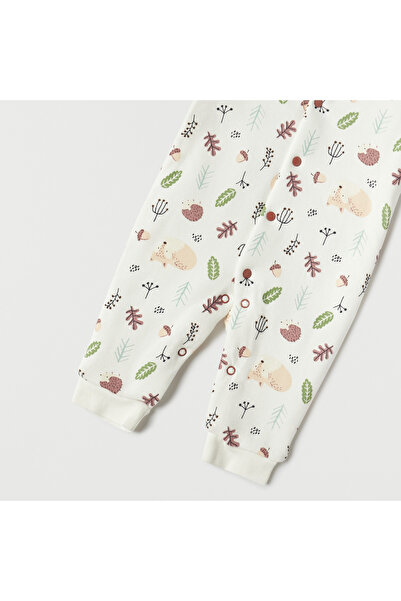 Juniors All-Over Print Sleepsuit with Hood and Long Sleeves