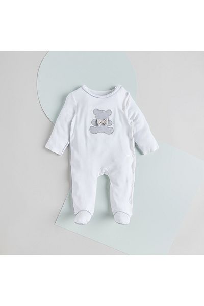 giggles Bear Applique Detail Sleepsuit