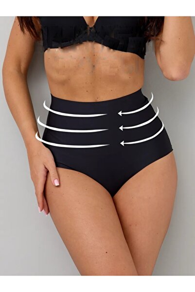 MİSTİRİK Private Model Lazer Kesim Toparlayıcı Ve Sıkılaştırıcı Iz Yapmaz Korse Siyah Renk