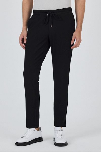 İmza Black Flexible Elastic Side Pocket Casual Comfort Fit Jogger Trousers 1003250210