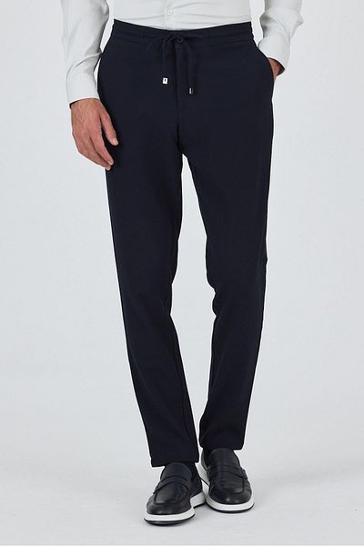 İmza Dark Navy Blue Flexible Elastic Side Pocket Casual Comfort Fit Jogger Trousers 1003250210