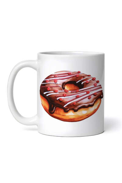 OEM Cană albă personalizată, Gogoașă cu glazură de ciocolată, INOVATIX®. 330ml