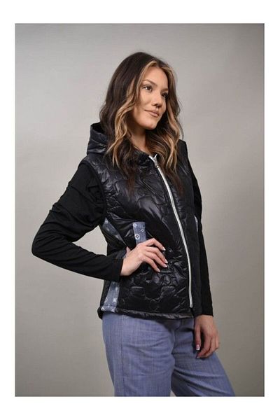 Acqua & Limone SHORT THIN QUILTED VEST WITH ONE WAIST Black