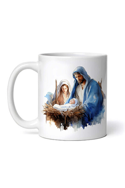 OEM Εξατομικευμένη λευκή κούπα, Ο Ιησούς στη φάτνη, INOVATIX®. 330ml