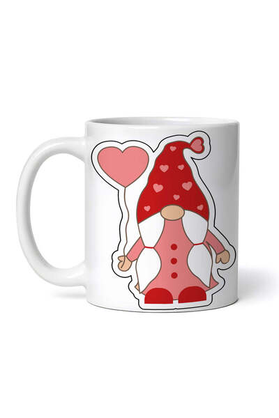 OEM Cană albă personalizată, Pitic de Crăciun cu balon în formă de inimă, INO...