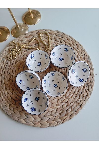 Den Tasarım Hediyelik Evil Eye Bead 6-Piece Bowl Snack Bowl, Fruit Bowl