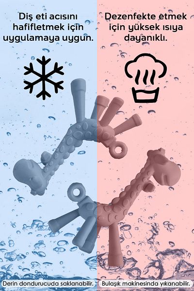 Meleni Baby 3-Piece Silicone Teether Set - Cactus Giraffe Figured Teether Baby Teething Pacifier Gray