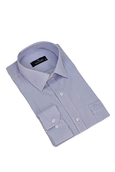 rasstmen Чоловіча смугаста класична сорочка з довгими рукавами та однією кишенею BGL-ST04553