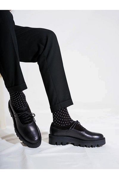 TETRİ Edwin Model Genuine Leather Handmade Men's Black Casual Shoes