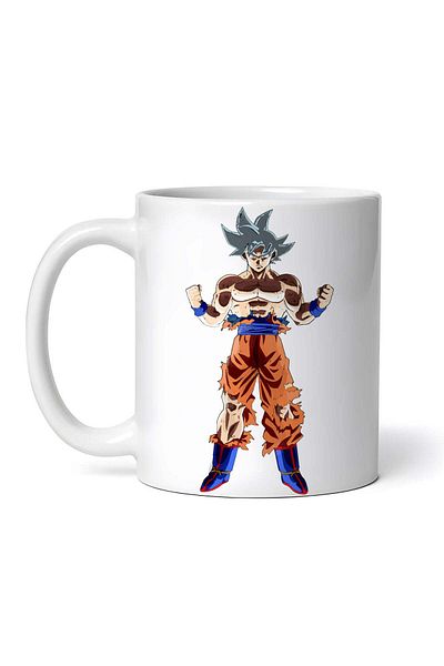 OEM Cană albă personalizată, Goku ultra instinct autocontrol Dragon Ball, INOVATIX®. 330 ml