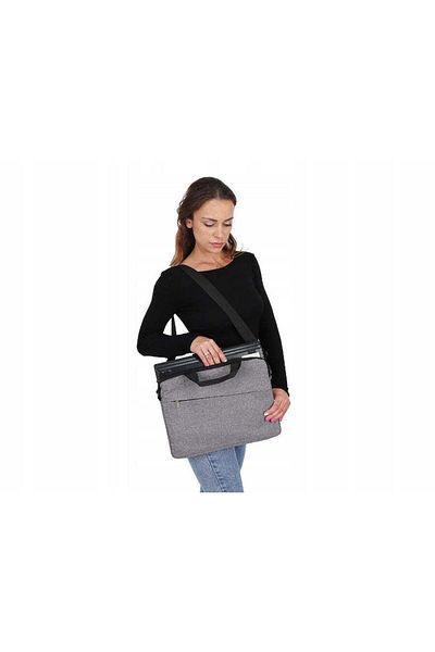 Velixo Laptop Bag 15.6", Zipper, Side Pocket, Adjustable Strap, Removable, Gray, Fits Macbook & Others