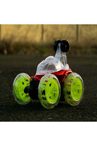 Velixo RC Acrobatic Toy Car, LED Lights, 6 Wheels, 360° Stunt, Rechargeable, 40MHz Remote, Kids, Red